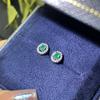 100% Natural Emerald Stud Earrings Luxury Style 3*4 Mm 925 Silver Colombian 0.5ct