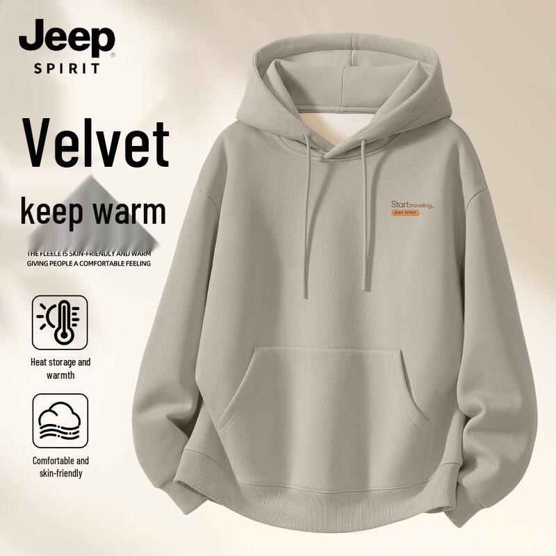 

JEEP SPIRIT Men s Loose Fit Hooded Fleece Pullover XL (180)