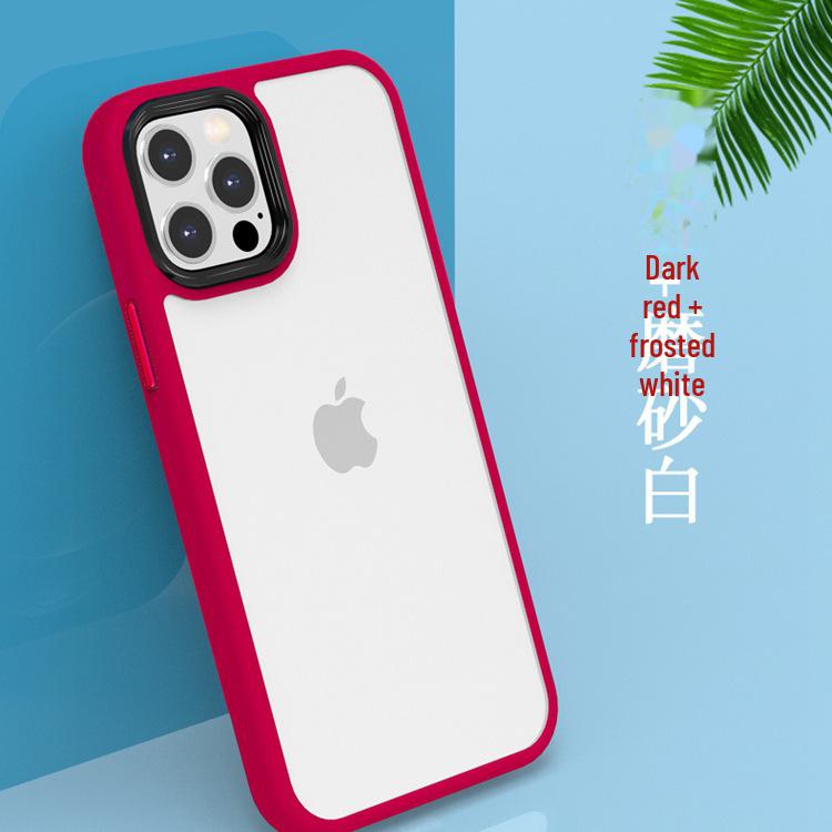 

Матовый акриловый защитный чехол для iPhone 13 с металлическими кнопками для Apple 14 - чехол для мобильного телефона Skin-Feel iPhone 13 Pro красный