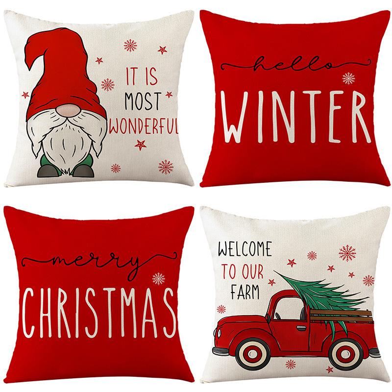 Christmas Elf Pattern throw pillow cover with short plush print for living room sofa decoration cushion cover pillow covers