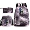 Attack Giant Elementary School Bag Backpack Casual School Bag Three-piece Set