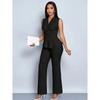 Spring and Summer Women's Two-piece Set of Elegant and Thin V-neck Sleeveless T-shirt and Wide-leg Pants Two-piece Set