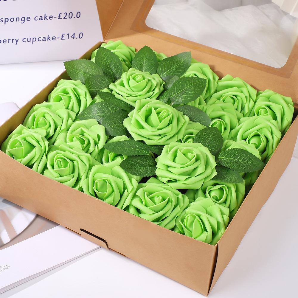 8cm Foam Rose Artificial Flower with Stem for Weddings and Valentine's Day
