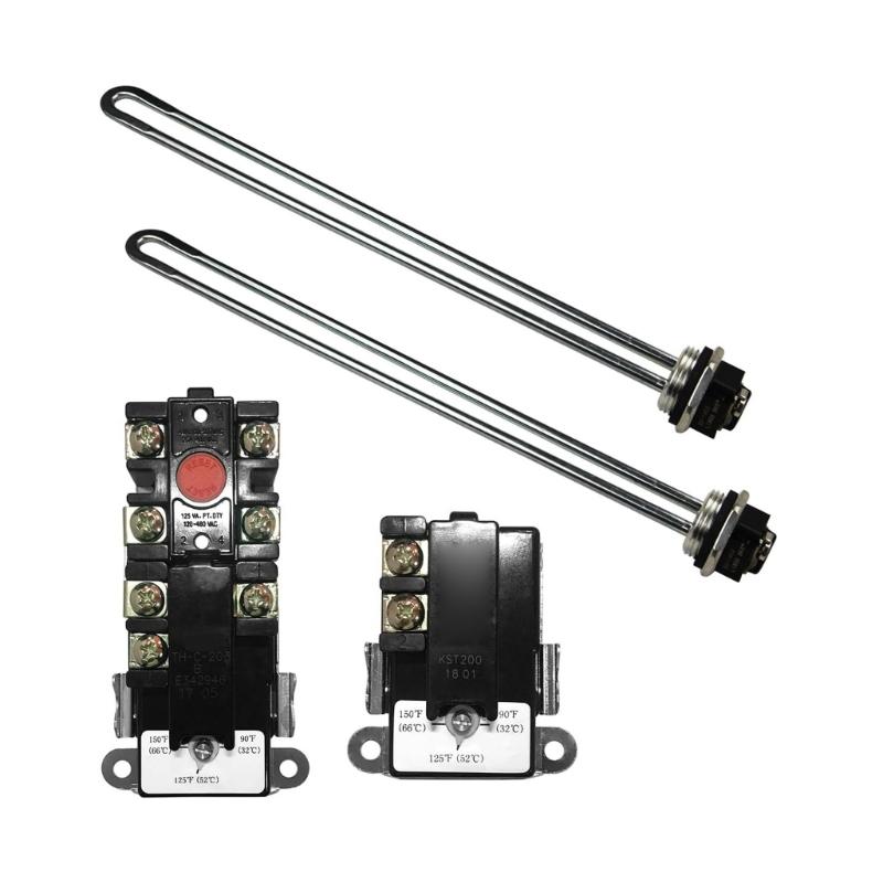 

Stainless Steel Electric Water Heater Tune Up Kit 4500W 240V 2 Thermostats 2 Heating Element Temperature Control 1