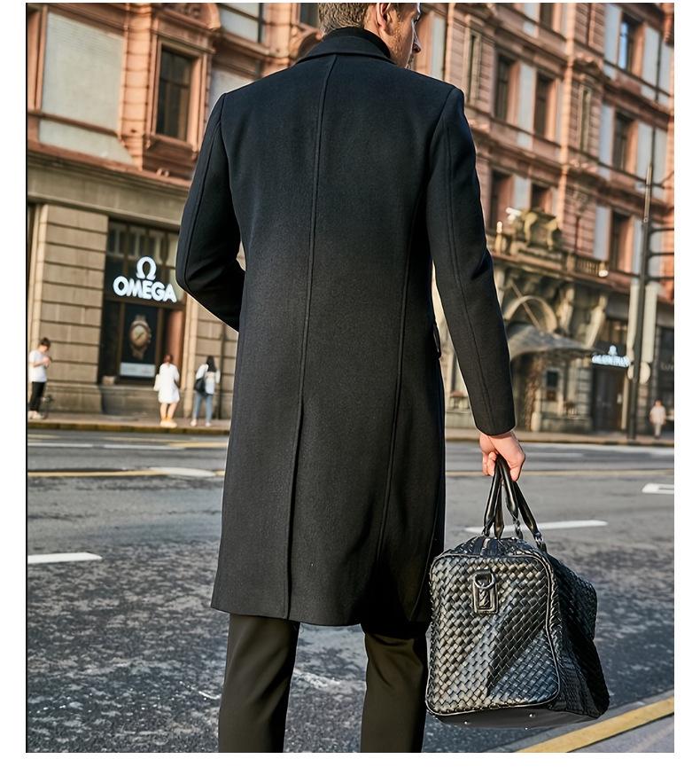 2025 Autumn/Winter Men's Woolen Coat - British Fashion, Long Style, Trendy Temperament, Long Sleeve Outerwear