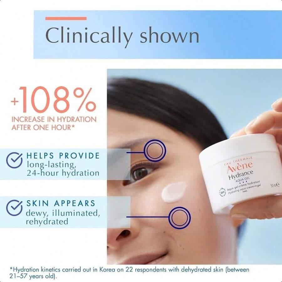 Avene Hydrance Hydrating Aqua Cream-In-Gel 50ml , 24 Hour Hydration, Antioxidant Protection