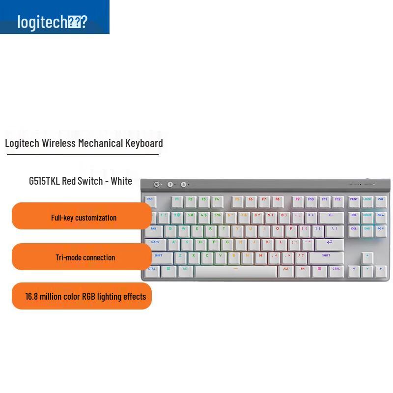 

Logitech G515 LIGHTSPEED TKL Low-Profile Wireless Gaming Keyboard, White