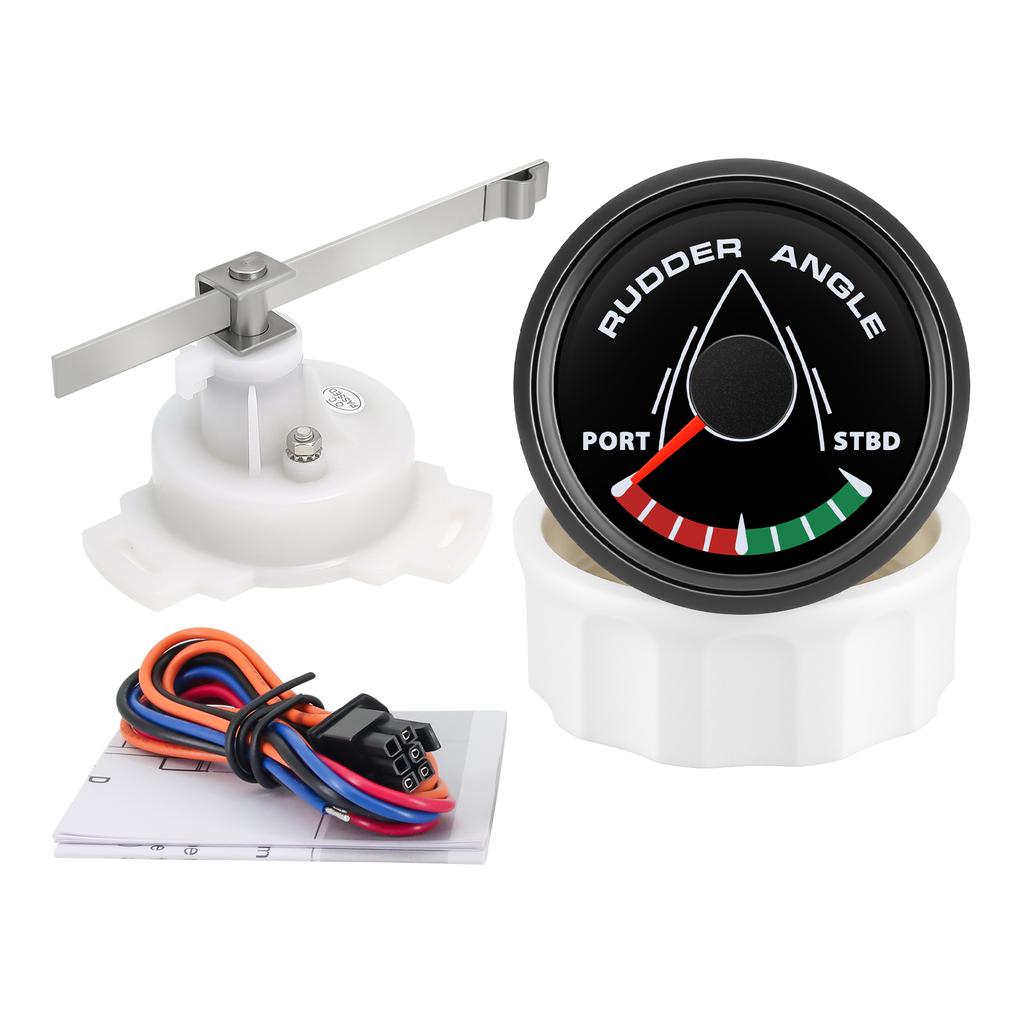 52MM Ruderwinkelanzeige mit 8-farbiger Hintergrundbeleuchtung Wasserdichte Ruderpositionanzeige mit Sensor 0-190 Ohm für Boot Yacht Marine