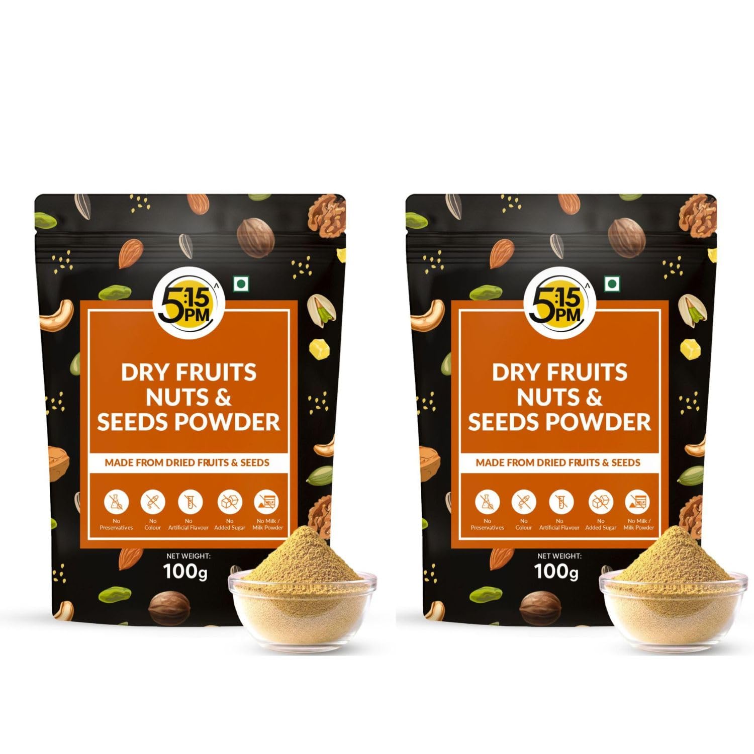 

5:15PM Nuts And Dry Fruits Powder 100 g X Pack Of 2 Natural Daily Nutrition Mix For Babies And Adults