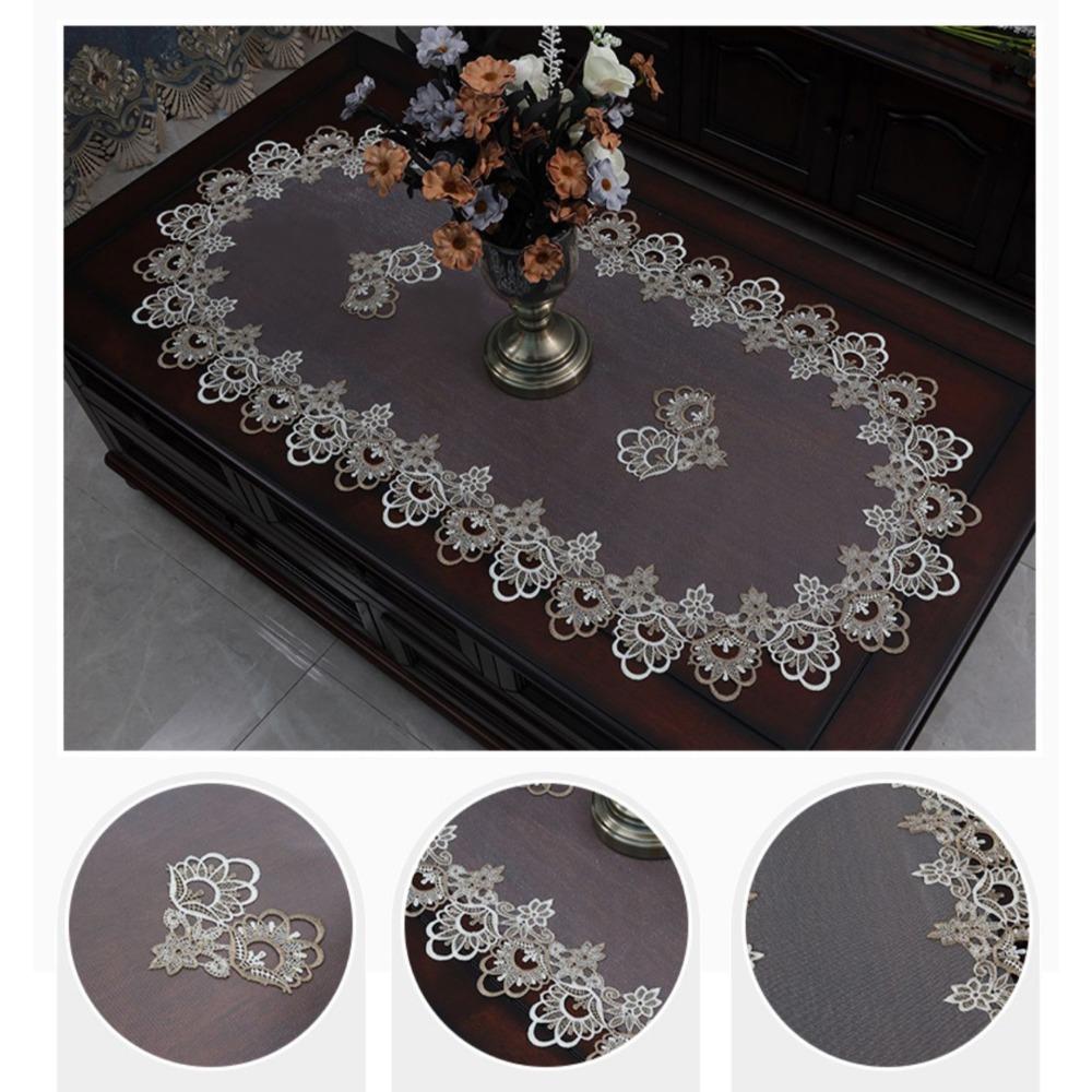 New Dacron Tea Table Cover Oval Shape European Tablecloth Embroidered Dining Table Runner Home