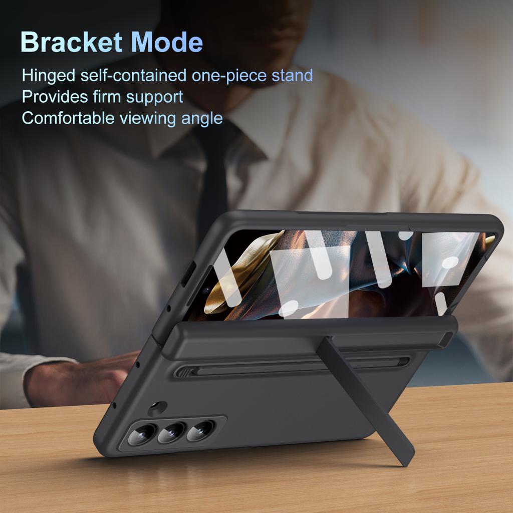 Kickstand Phone Case for Samsung Galaxy Z Fold Special/Z Fold 6 Slim/W25 PC Back Cover with Stylus and Tempered Glass Film