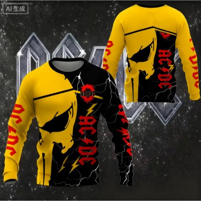 Casual Loose Top Fashion Printed Long Sleeve Crew Neck T-Shirts Men’s