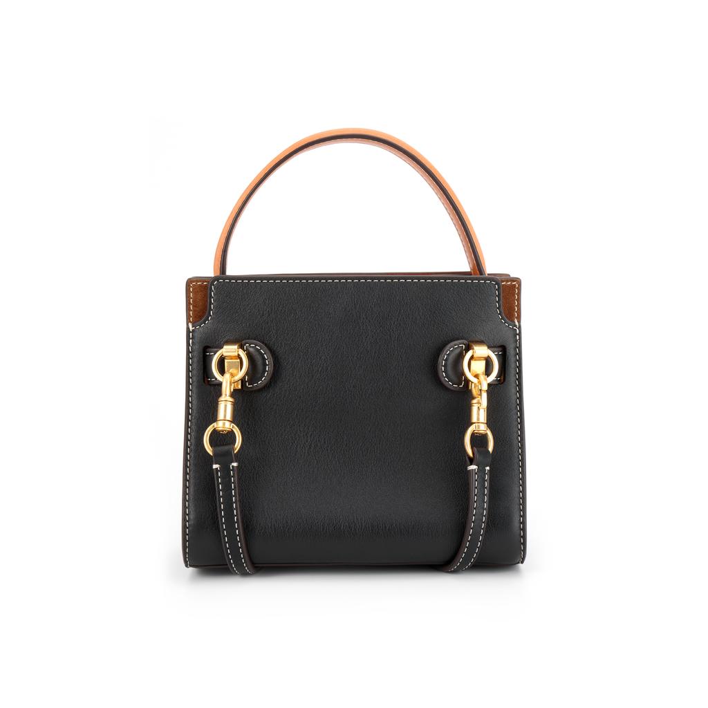 Tory Burch Lee Radziwill Matte Premium Refined Leather Shoulder Crossbody Mini Bag Women Handbags Black Black-Gold 75662-001