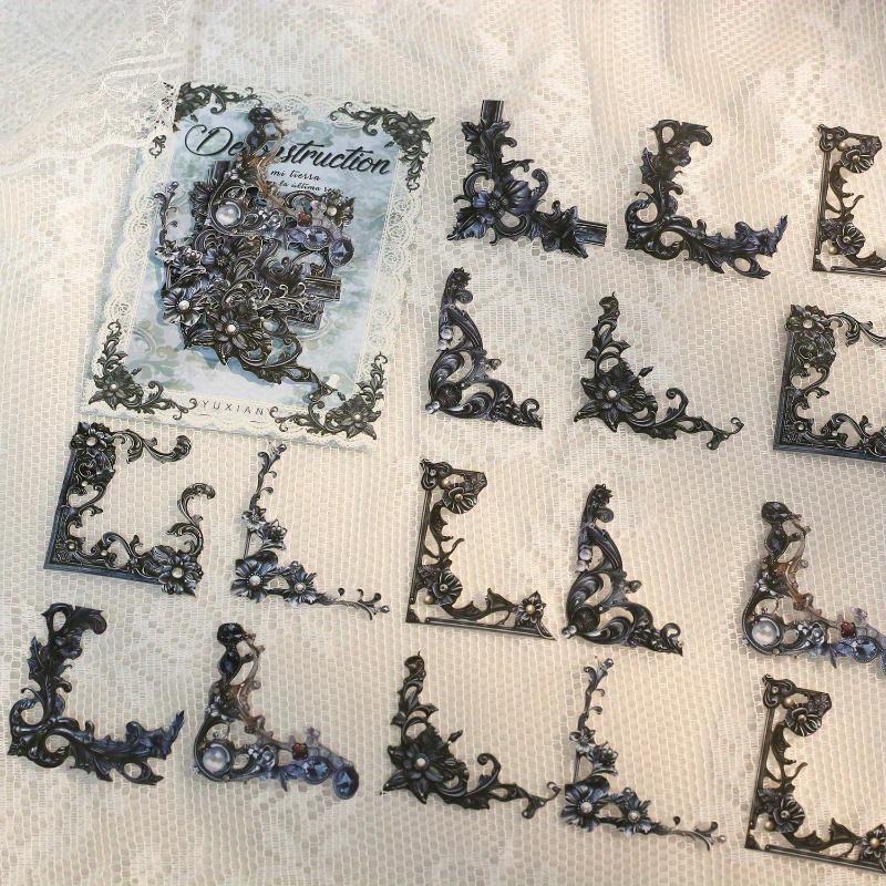 Zestaw Vintage Narożnych Naklejek Styl Dworu Francuskiego Samoprzylepne Puste Naklejki Ramki do Zdjęć Naklejki Collage Materiał do Junk Journal Scrapbookingu Naklejki