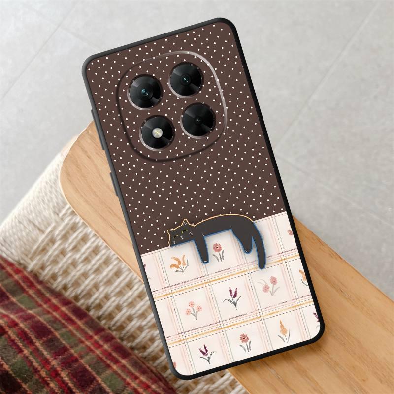 Cartoon Grid Cat Funda Phone Cover Case for Xiaomi Redmi Note 13 Pro Plus 14 7 8 12 Pro 9 10 11 11s 12s 10S 9S