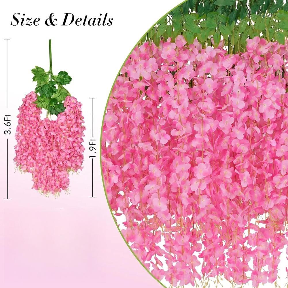 Wisteria Hanging Flowers Artificial Fake Decorative Vine Garland for Bedroom Wall Decor Lush Greenery Fake Flower Vines 3.6 Ft