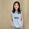 Korean Style Girls' Cotton Sleeveless Polo Vest, Thin Summer Design for Ages 6-12