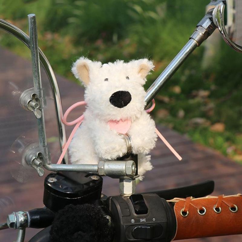 Plush Puppy Motorcycle Ornaments Dog Doll Magnetic Motorcycle Decoration Accessories Electric Moped Bicycle Detachable Pendant