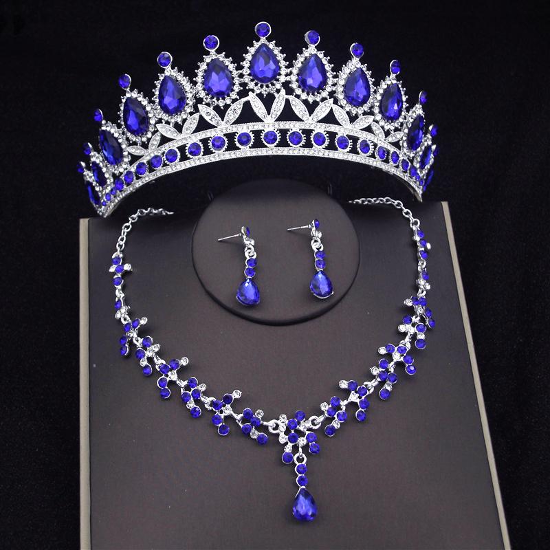 Princess Bridal Tiaras Jewelry Sets for Women Crown and Earring Necklace Set Birthday Party Wedding Jewelry Bride Accessories