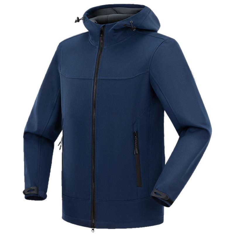 Men's Softshell Mountaineering Jacket: Thin Fleece, Windproof, Splash-proof, Warm Outdoor Sports Team Uniform