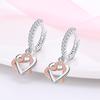 Women Earrings 925 Silver Classic Double Heart Hoop Earrings For Anniversary Wedding Jewelry Gifts