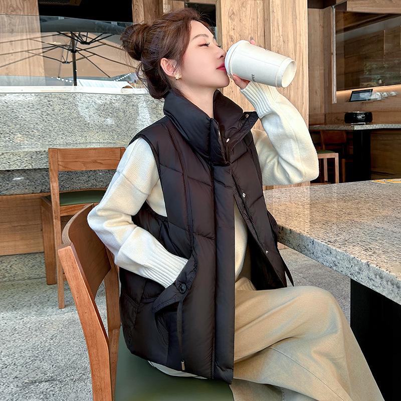 

Новый женский легкий жилет без рукавов со стойкой, качественная куртка, однотонная, утолщенная, теплая, спортивный, повседневный, свободный, хлопковый жакет M