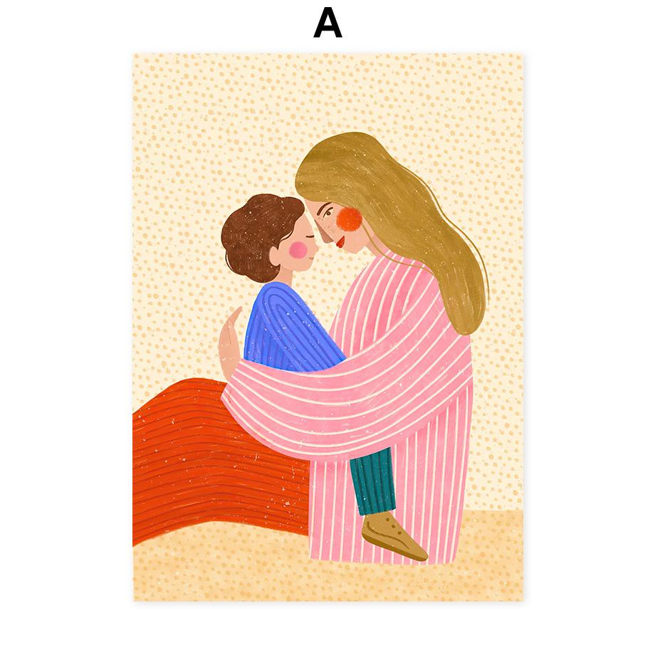 

Материнская любовь Дети Абстрактные настенные рисунки Плакаты Печать на холсте Декоративная живопись Настенные украшения Настенные картины Декор для гостиной 21cm×30cm NoFrame