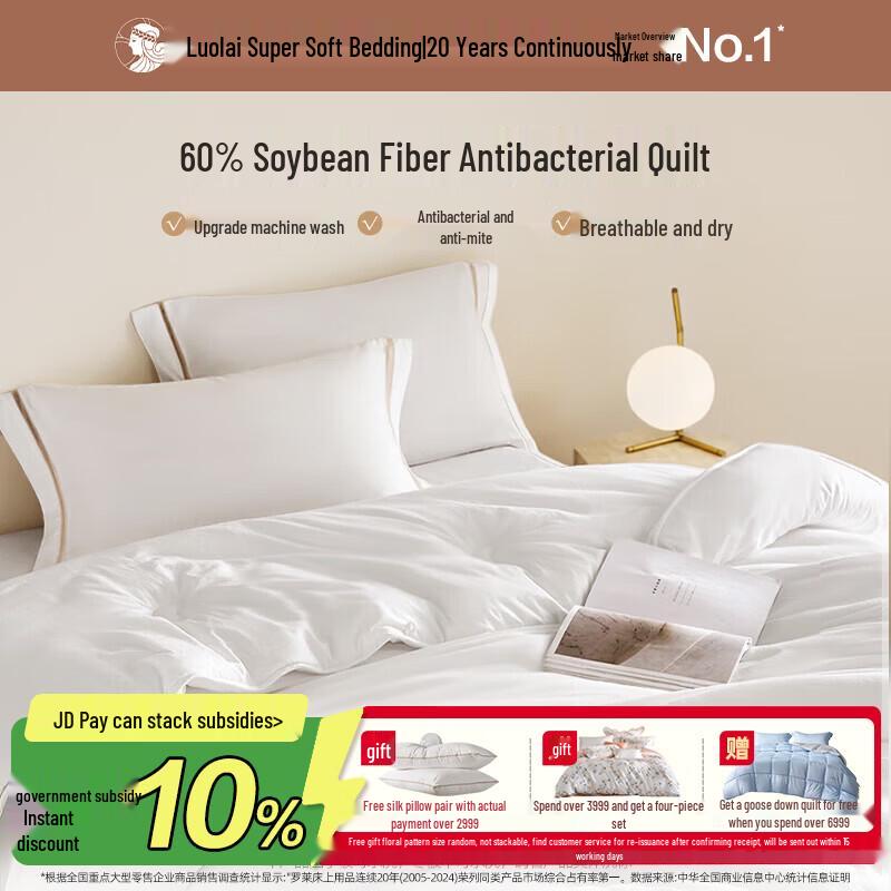 LUOLAI Home Textiles 60% Soy Protein Fiber Washable All-Season Duvet