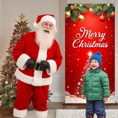 Xmas Backdrop Festive Pattern Holiday Background Christmas Decor Banner Gold Ornaments Festive Display For Christmas Eve Holiday