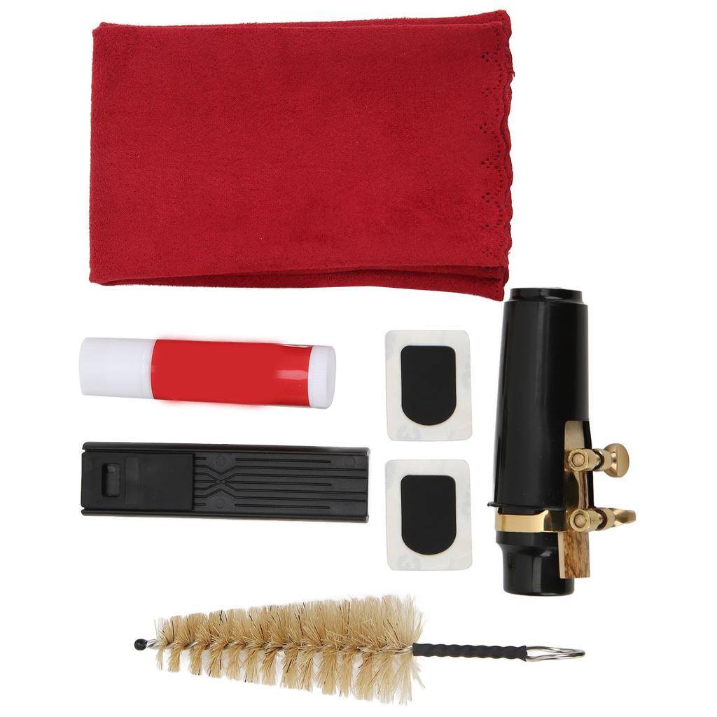 Saxophone Mouthpiece Kit Soprano Cleaning Set Brush Ligature Cork Grease for Maintenance