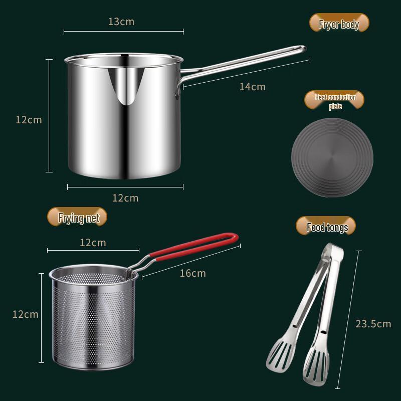 ZISIZ Deep Stainless Steel Fryer Set
