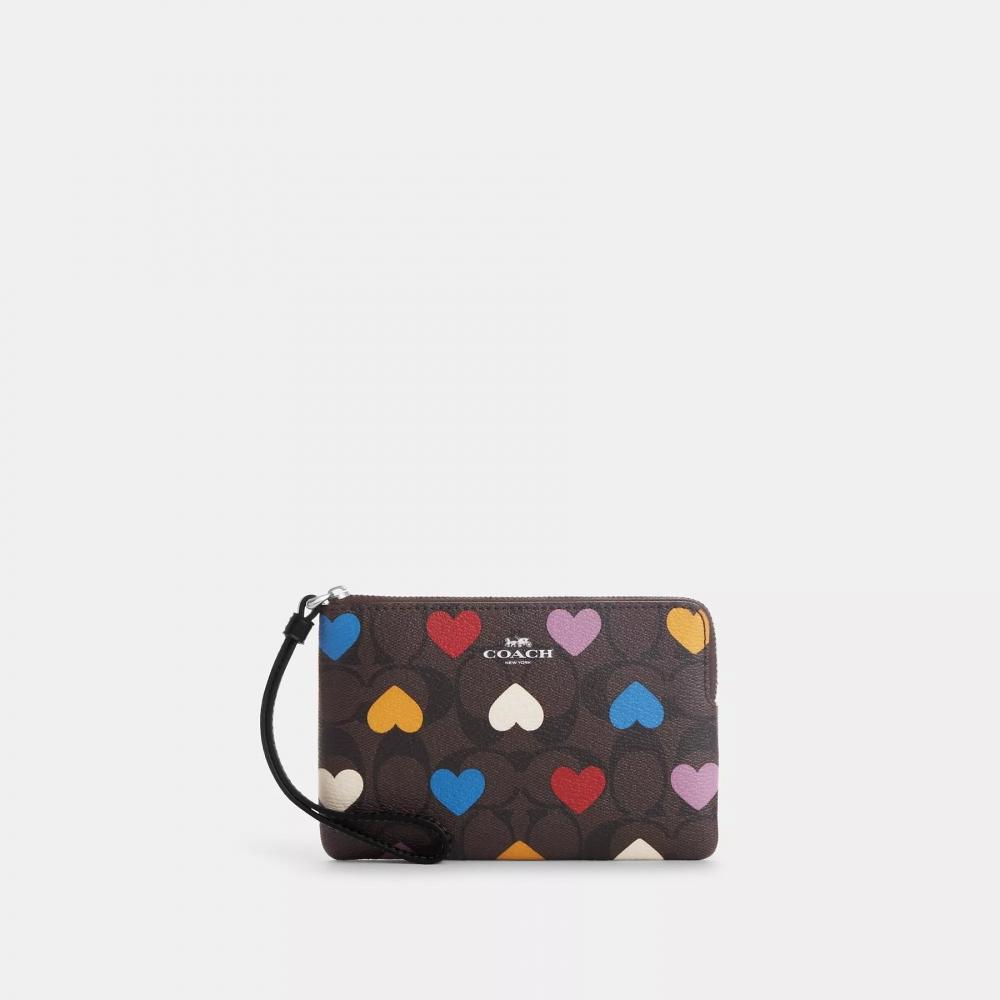 

Браслет Coach Corner на молнии из фирменной канвы с принтом в виде сердечек