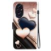 Handmade PU Leather Flip Case for Honor 200/ Honor 200 Pro/ Honor 200 Lite Anti-Slip Shockproof Cover with Wrist Strap & Heart/Rose Cat Designs
