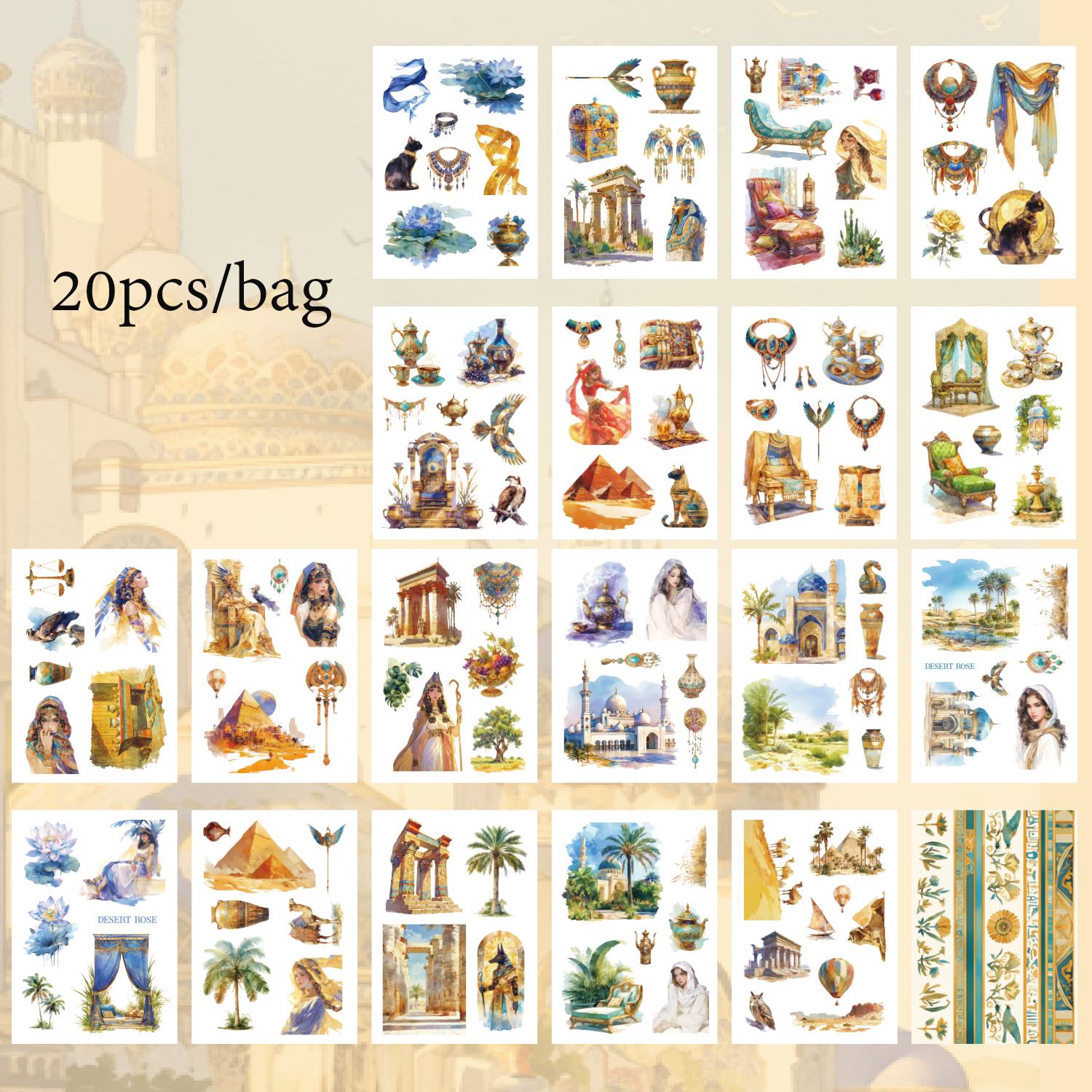 

20 листов/пакет Книга наклеек Ретро Древний Храм Фараона Пустынная Тема Ручной Учет Коллаж DIY Открытка Украшение Чашки Наклейка Подарок