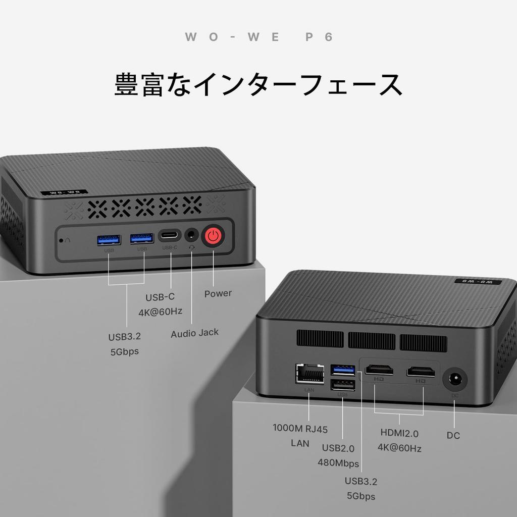 P6 Mini AMD Ryzen 5 3550H To 16GB DDR4 512GB PCIe Vega 8 4K Triple Dual HDMI WiFi 5 BT Wo-we PC (up 3.7GHz), RAM, SSD, Graphics, Display,