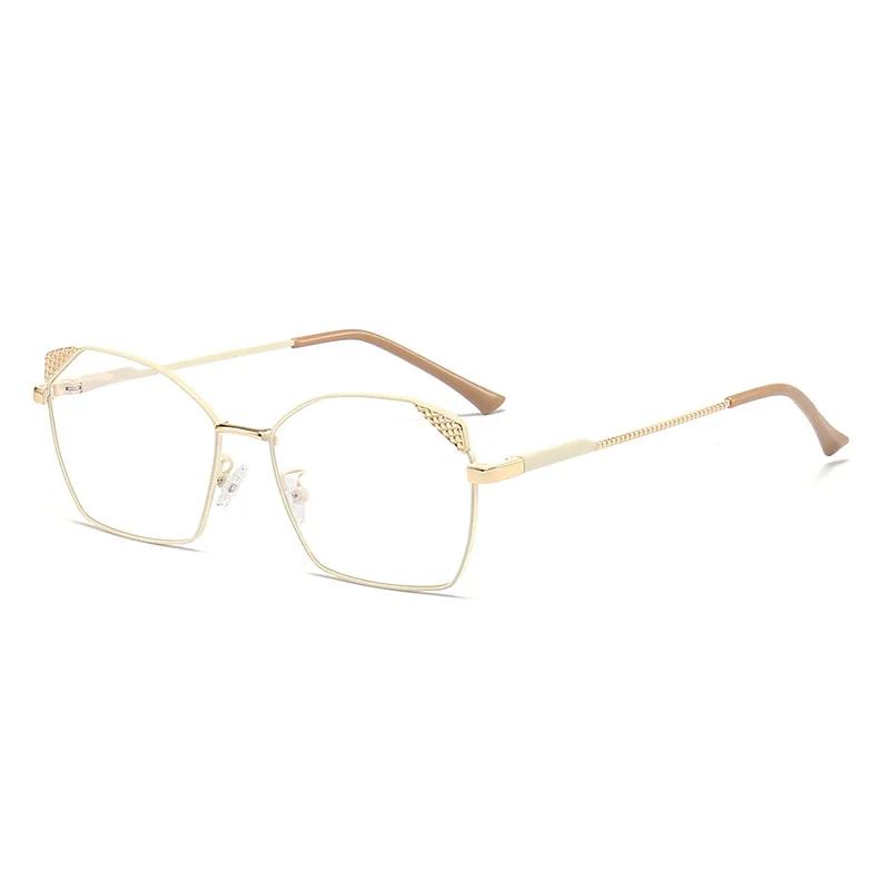 Trendy Blue Ray Blocking Anti-Blue Light Glasses Ultralight Eye Protection Square Eyeglasses Women Designers Metal Frame Glasses
