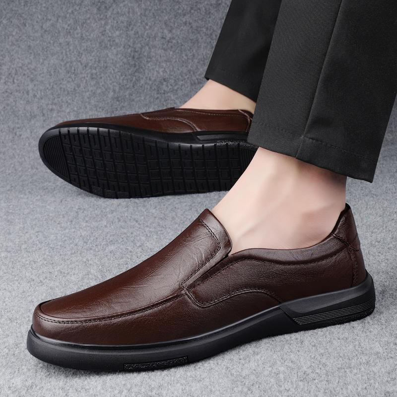 Fashion Men Comfortable Wedding Dress Shoes High Quality Mens Slip on Shoes Mens Genuine Leather Loafers All-match Men Casual Footwear
