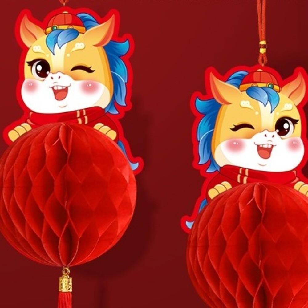 Chinese Style 2026 New Year Red Paper Lantern Blessing Lucky Lanterns Ornament  Party Gifts