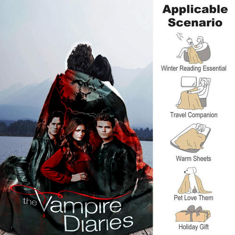 Coperta in Flanella con Stampa Vampire Diaries Alta Qualità Calda Confortevole Coperta per Tutte le Stagioni Perfetta per Regali Decorazione Casa