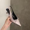 Fashion SUOJIALUN 2025 Spring New Brand Women Sandal Fashion Pointed Toe Shallow Slip On Slingback Shoes Thin High Heel Pumps Mules