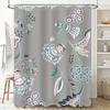 Delightful Floral Shower Curtain Grey Boho Pattern With Birds Butterflies Room Decor Customizable Size Available Ideal Gift For