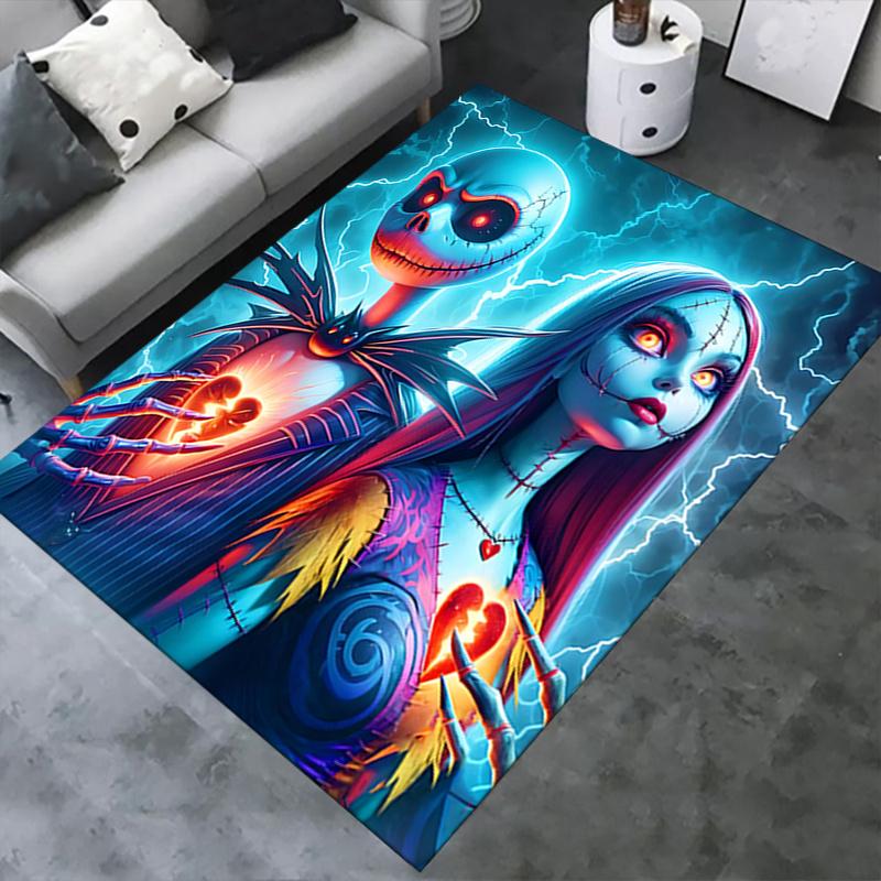Office Rug Jack Skellington, Sally Theme 3D Printed Anti-Slip Rug-Machine Washable for Living Room