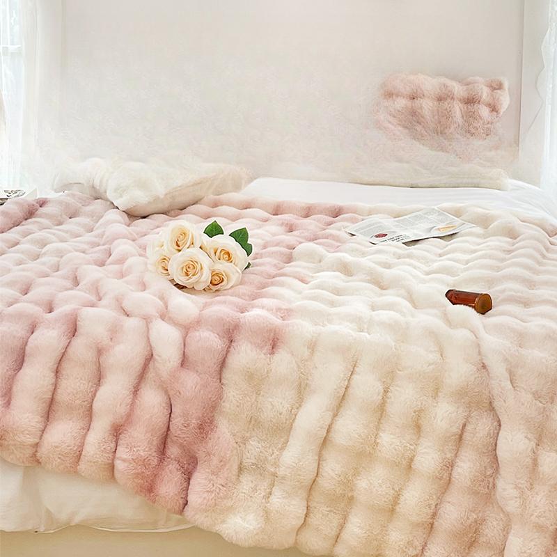 Plush Cover Blanket Rabbit Plush Blanket Thickening Winter Blanket Coral Fleece for Bed Sofa Blanket Cover Blanket Nap Blanket