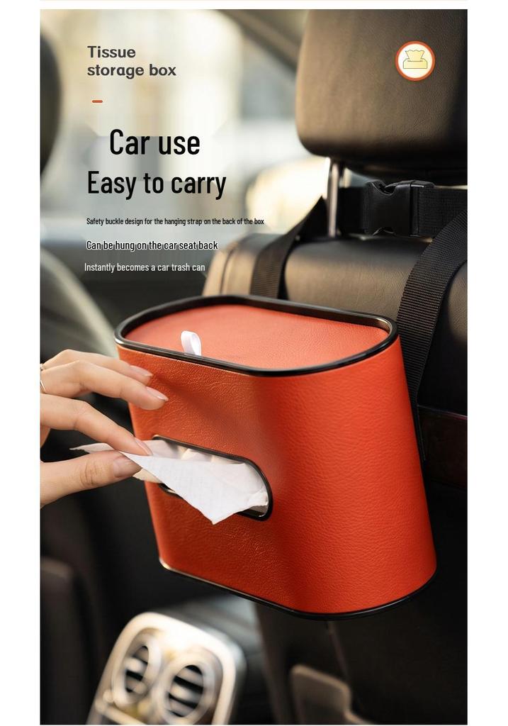 Elegant Leather Tissue Box for Home and Car – Oval Design for Easy Pull-Out