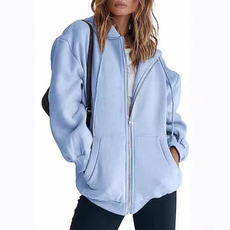 2024 Unisex Plus Velvet Hooded Sweatshirt Cardigan Zipper Windbreaker Casual Top