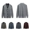 Cappotto Maglione Scollo a V Tasche Autunno Inverno Fodera in Pile Colore Unico Cardigan Maglione Capo d'Abbigliamento Esterno