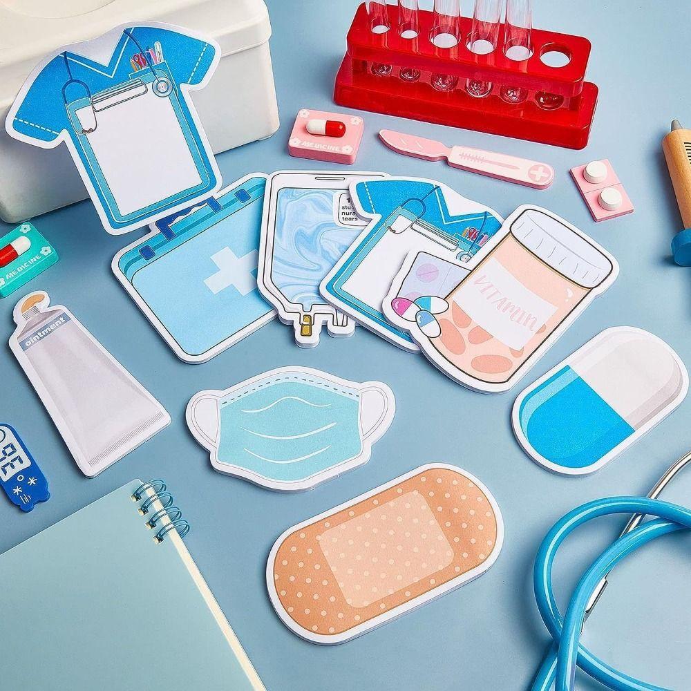 

30 Sheets Nursing Themed Sticky Notes Set Colorful Square Memo Pad Self-Adhesive Memo Stationery 8Pcs