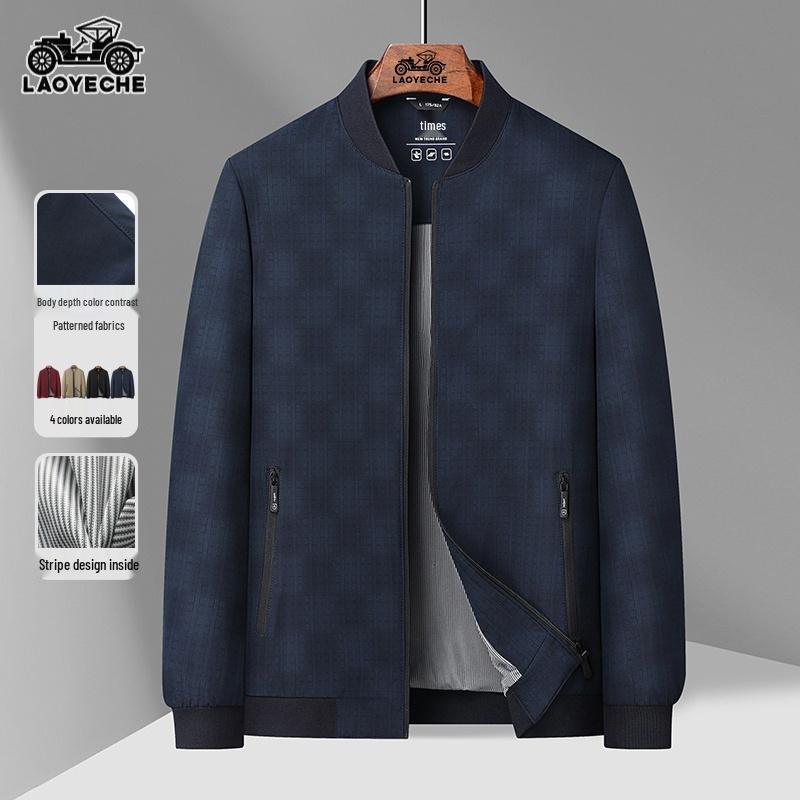 

Men s Red Classic Car Coat Jacket - Baseball Collar, Mid-Aged Style for Spring & Autumn 170 (90–110 jin)