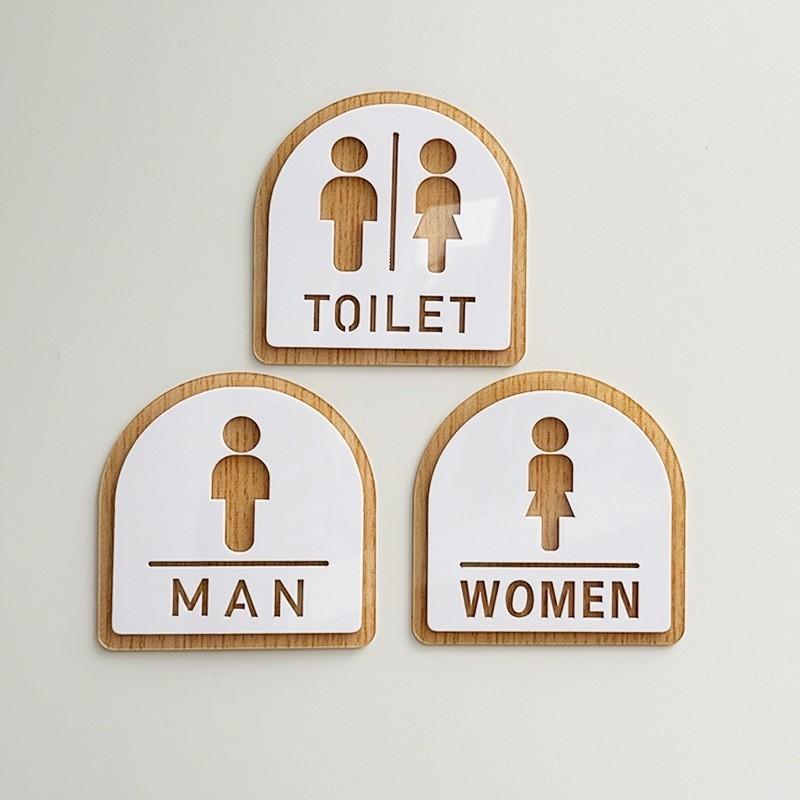 Eenvoudig te installeren Toiletborden Toilet Vrouwen Man Buxushout Materiaal Houten Naamplaat Wanddecoratie Toiletbord