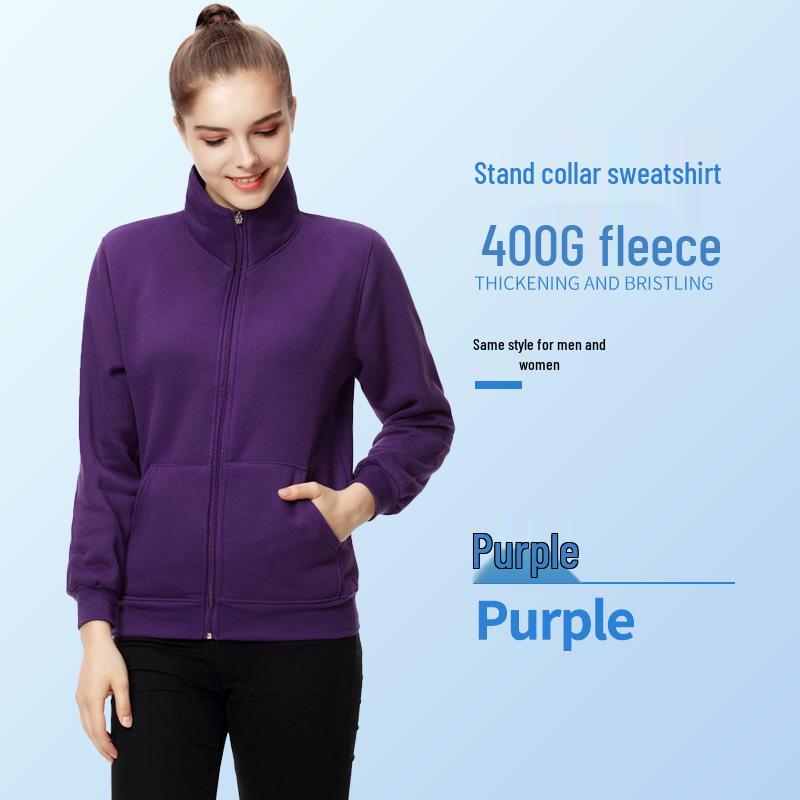 Spring/Summer Custom Workwear: Pure Cotton Zipper Sweatshirt with Turn-Down Collar and Long Sleeves for Uniform and Advertising.